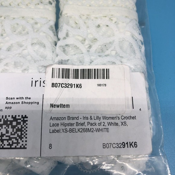 NWT Iris & Lilly Women's Crochet Lace Hipster Brief, Pack of 2, white, XS - Picture 7 of 11